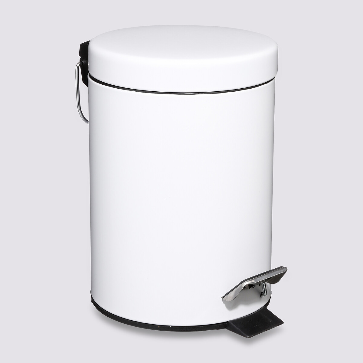 Poubelle ronde métal 3l, blanc Colorama