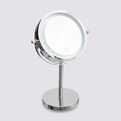 Miroir avec pied à led 19 cm, métal chromé 
