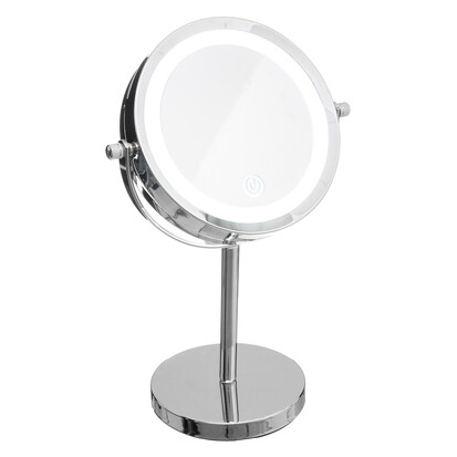Miroir avec pied à led 19 cm, métal chromé 
