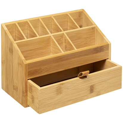 Organiseur 1 tiroir, lanière cuir Bambou
