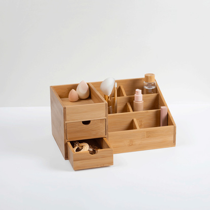 Organiseur 2 tiroirs/ 6 compartiments Bambou
