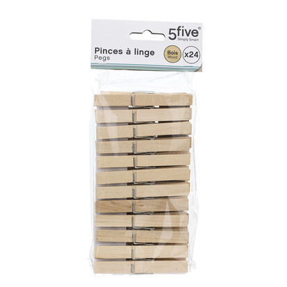 Lot de 24 pinces à linge en bois 