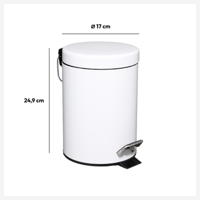 Poubelle ronde métal 3l, blanc Colorama
