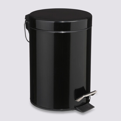 Poubelle ronde métal 3l, noir Colorama