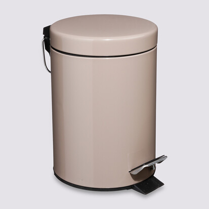 Poubelle ronde métal 3l, taupe Colorama