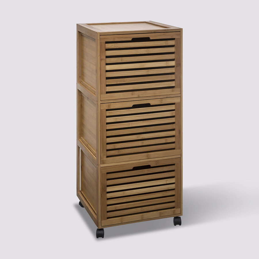 Meuble colonne 3 tiroirs, bambou Sicela