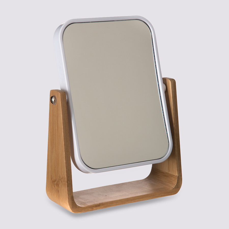 Miroir 16x22 cm bambou, blanc Naturéo