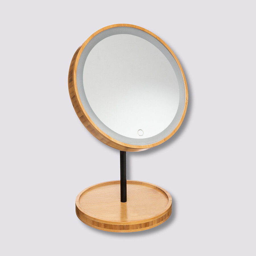 Miroir avec pied à led 18 cm Bambou