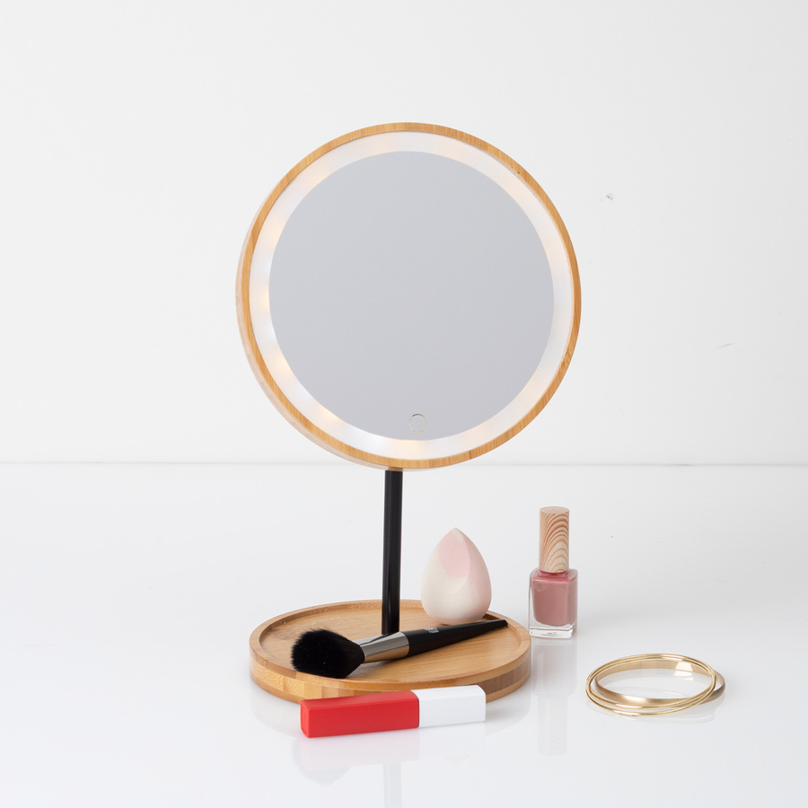 Miroir avec pied à led 18 cm Bambou