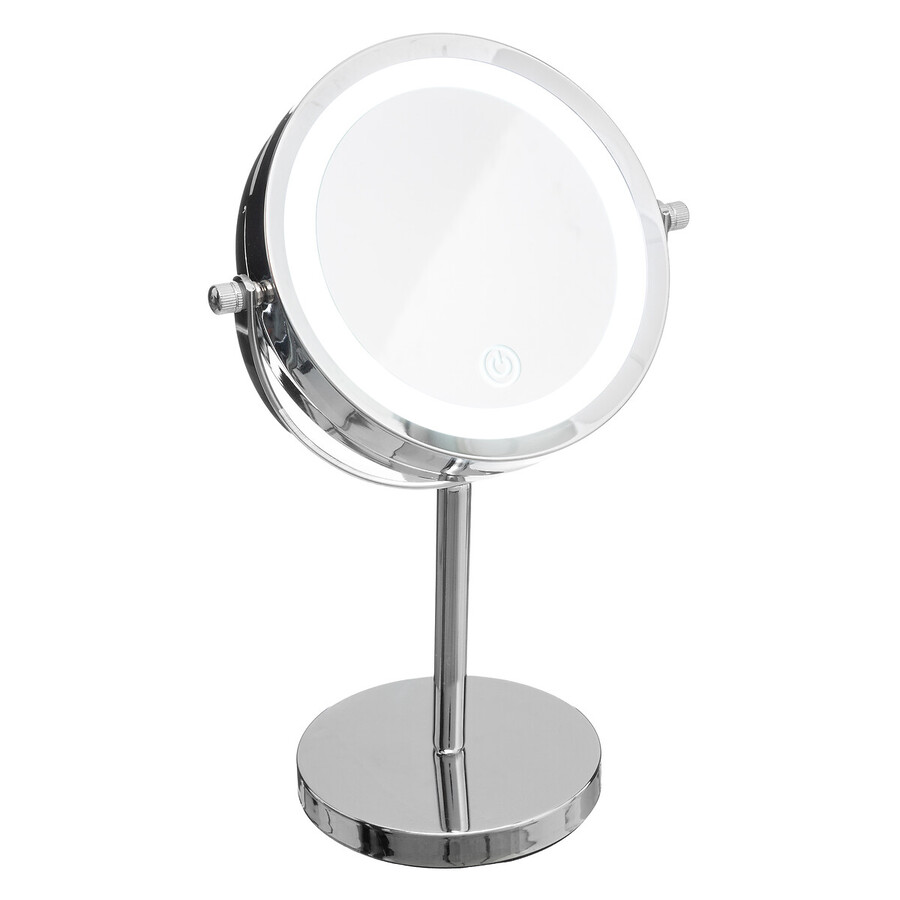 Miroir avec pied à led 19 cm, métal chromé 