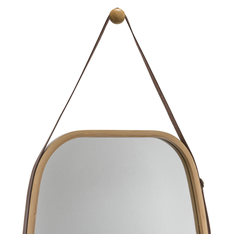 Miroir ovale lanière cuir 77x43cm