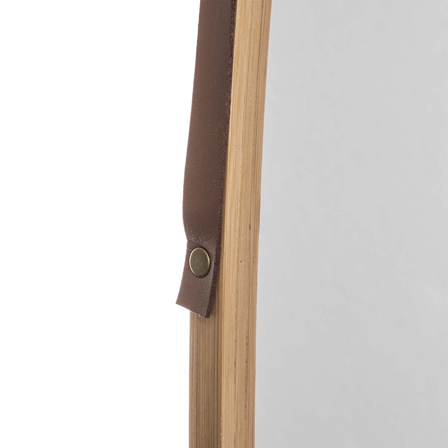 Miroir ovale lanière cuir 77x43cm