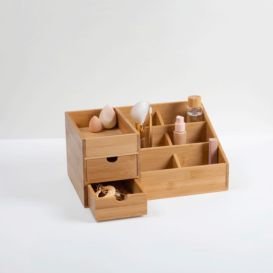 Organiseur 2 tiroirs/ 6 compartiments Bambou