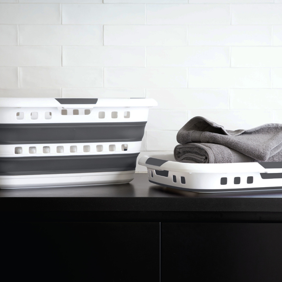 Corbeille à linge pliable 45l - gris, blanc Hugger