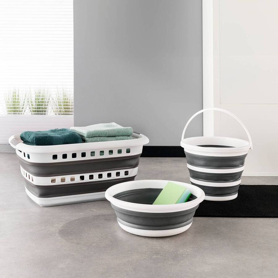 Corbeille à linge pliable 45l - gris, blanc Hugger