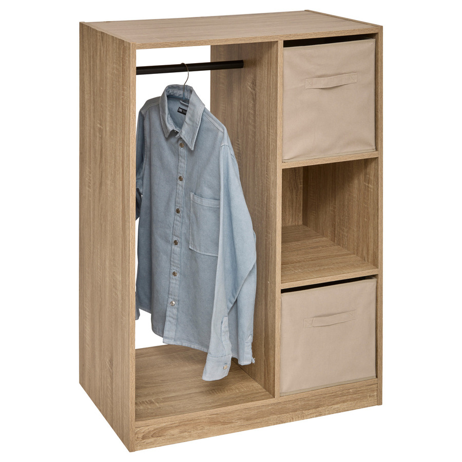 Armoire dressing penderie, effet chêne naturel Mix'n modul