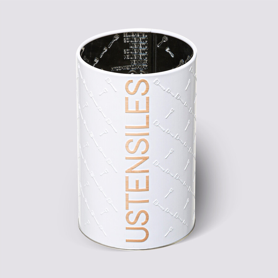 Pot à ustensiles fer, blanc Scandi nature