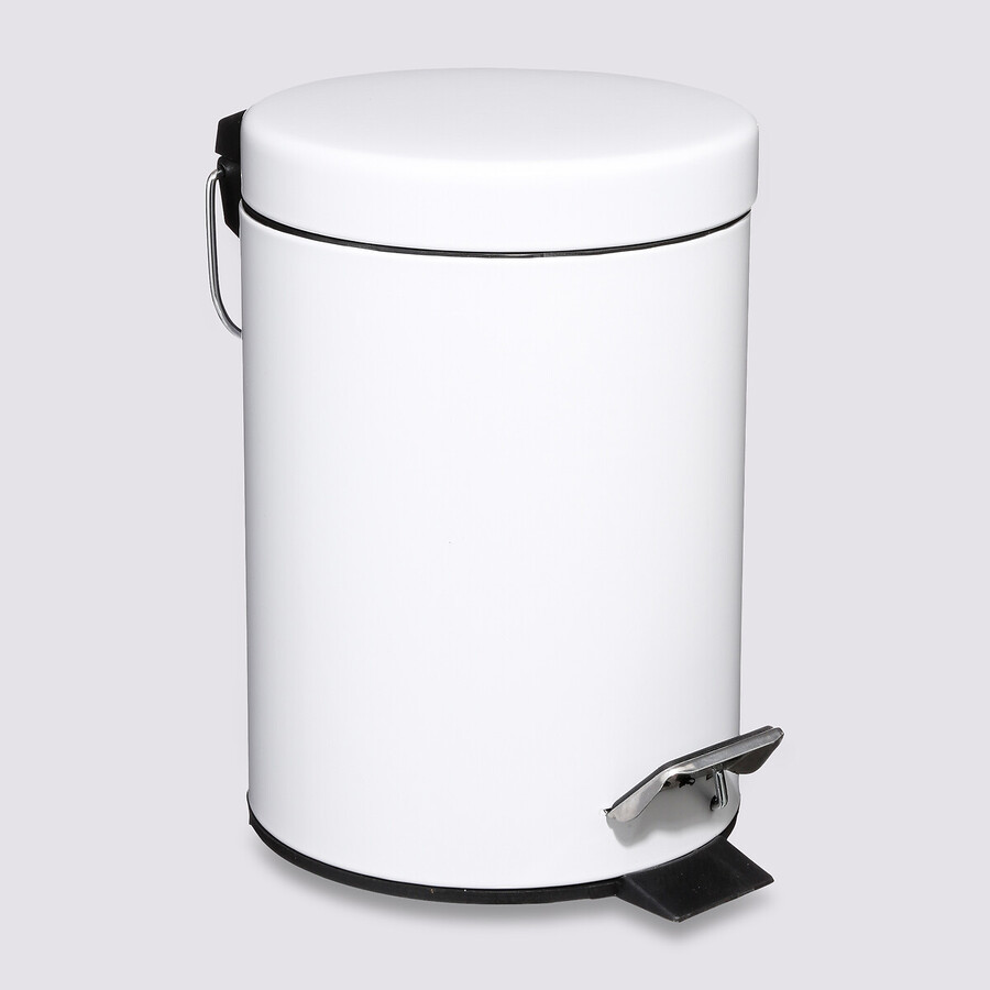 Poubelle ronde métal 3l, blanc Colorama