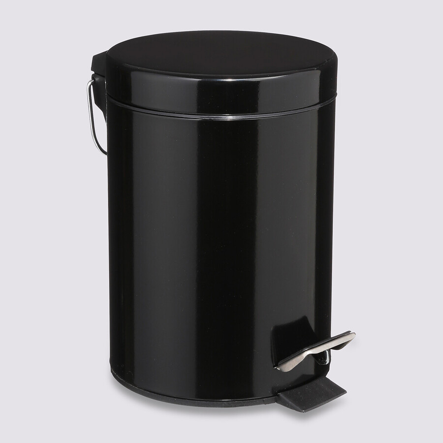 Poubelle ronde métal 3l, noir Colorama
