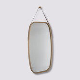 Miroir ovale lanière cuir 77x43cm