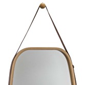 Miroir ovale lanière cuir 77x43cm