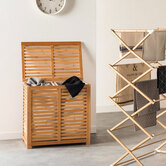 Panier à linge double 50l, bambou Sicela